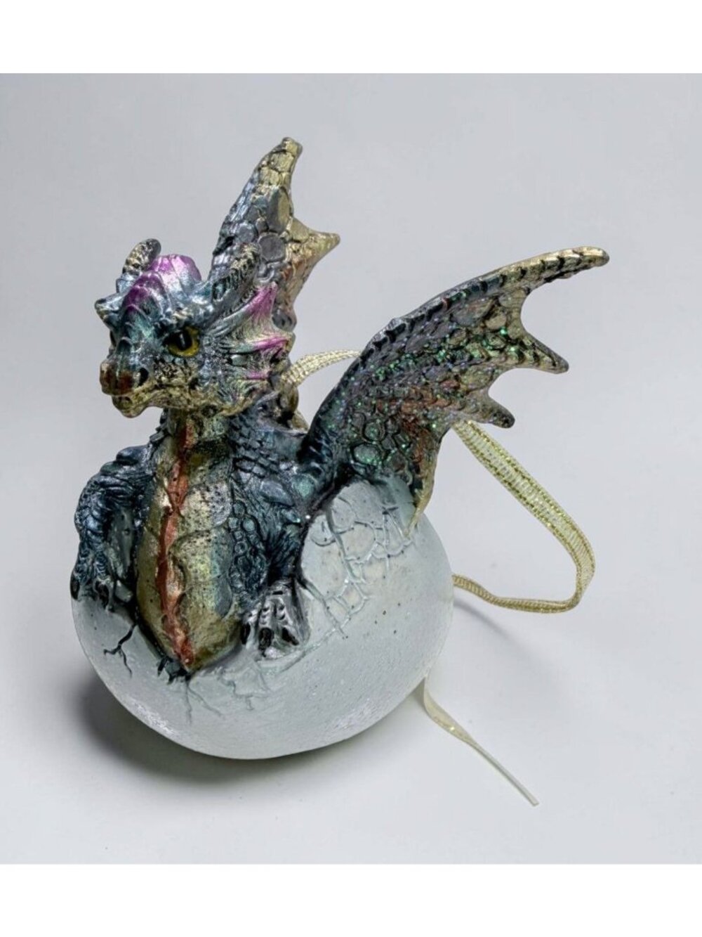 Hard Boiled Dragon Hatchling Fantasy Ornament Design Toscano Holiday Mythical